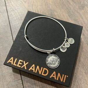 Alex & Ani Silver Bangle with Yoda Charm Disney Parks